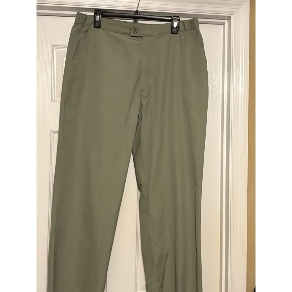 VTG Puritan Mens Size W40 x L30 Greenish Brown Easy Fit Waist Plain Front PANT